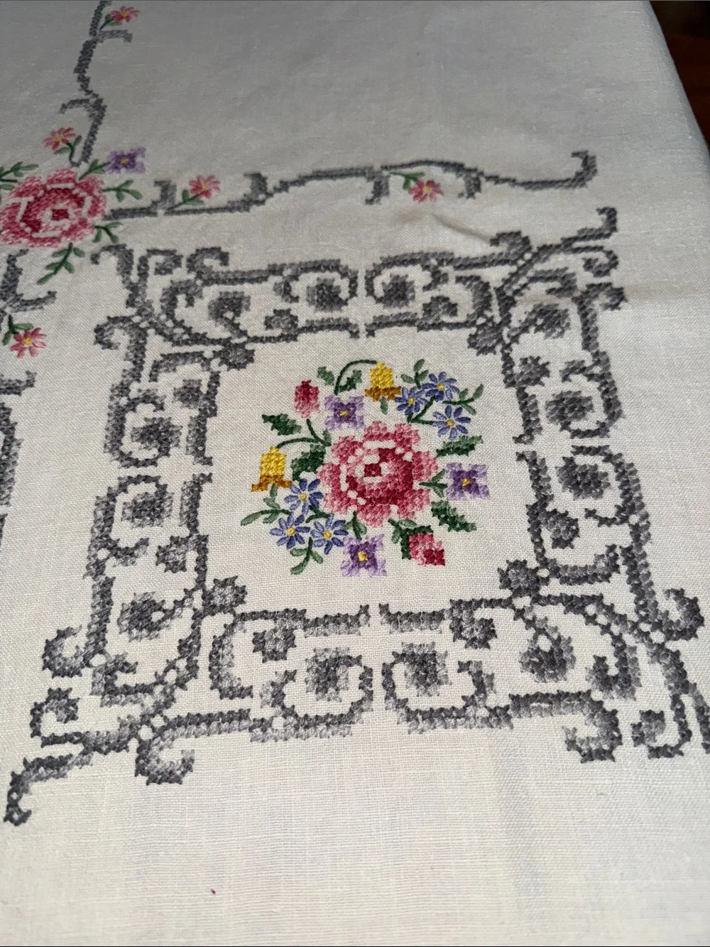 Antique linen tablecloth
